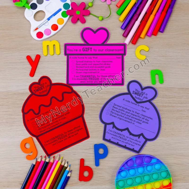 Positive Notes Home — February Valentine's Day Themed Shapes Printable (Cute Shapes)