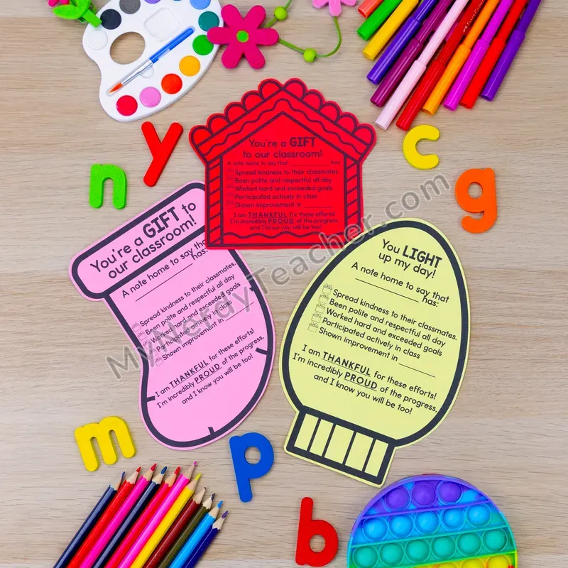 Positive Notes Home — December Christmas Themed Shapes Printable (Cute Shapes)