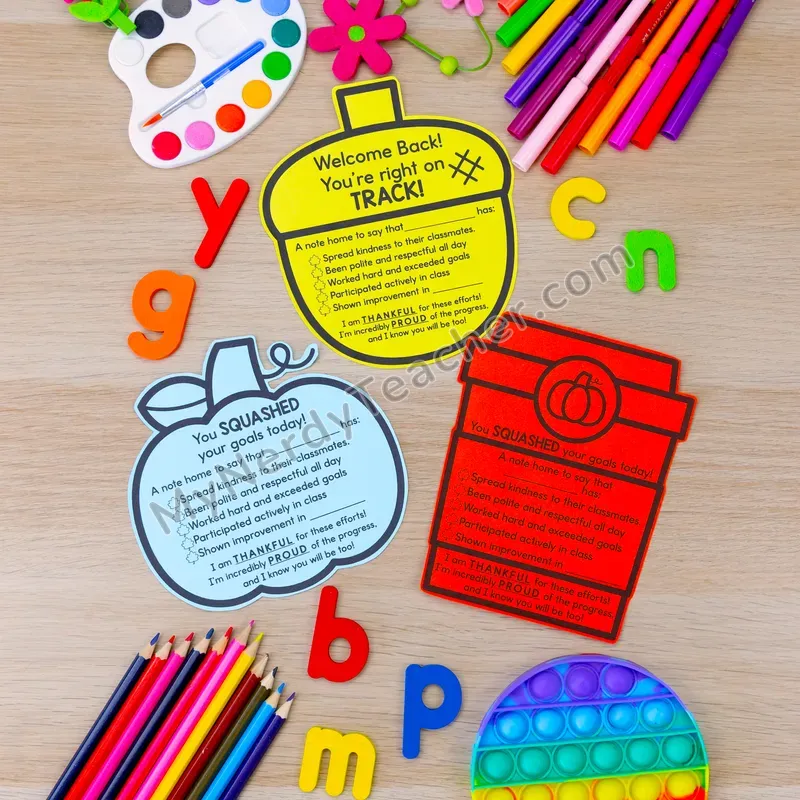 Positive Notes Home — September Fall, Back to School Themed Shapes Printable (Cute Shapes)