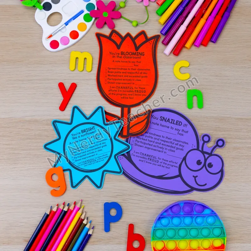 Positive Notes Home — May Spring Themed Shape Cards (Cute Shapes, Editable)