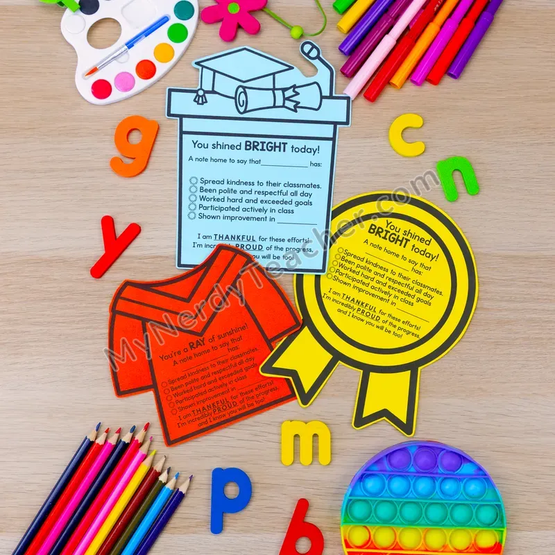 Positive Notes Home — June Summer Themed Shape Cards (Cute Shapes, Editable)