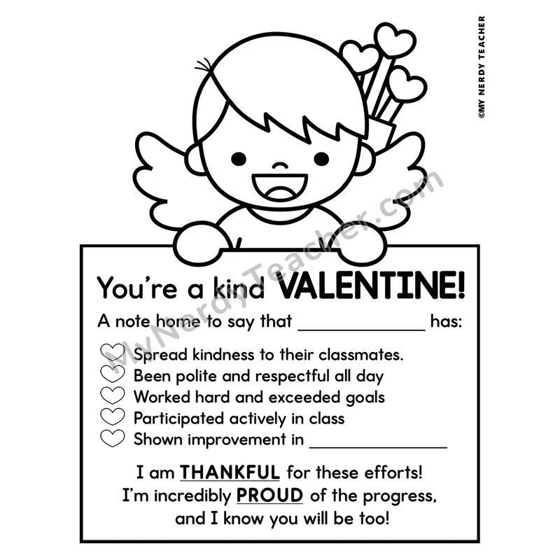 Positive Notes Home Toppers — February Valentine's Day Character Note Cards (Cute Toppers, Editable)