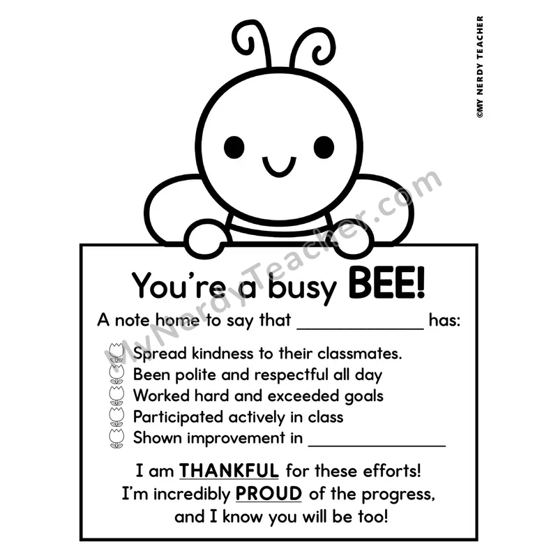Positive Notes Home Toppers — May Spring Character Note Cards (Cute Toppers, Editable)