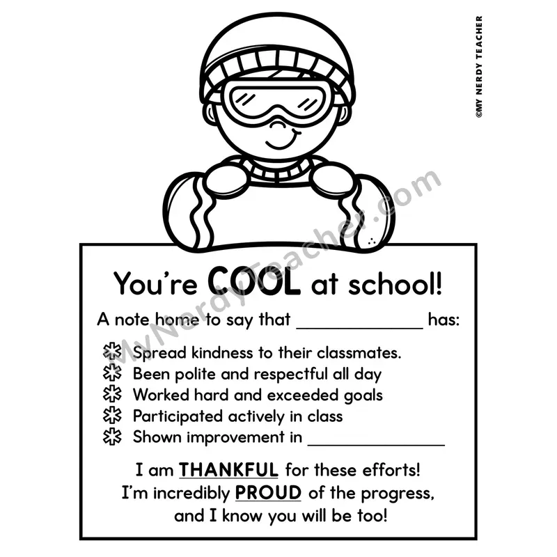 Positive Notes Home Toppers — January Winter Character Note Cards (Cute Toppers, Editable)
