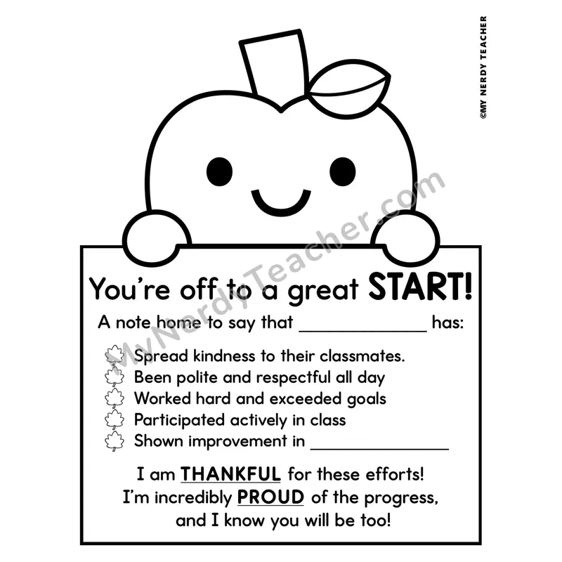 Positive Notes Home Toppers — September Fall, Back to School Character Note Cards (Cute Toppers, Editable)