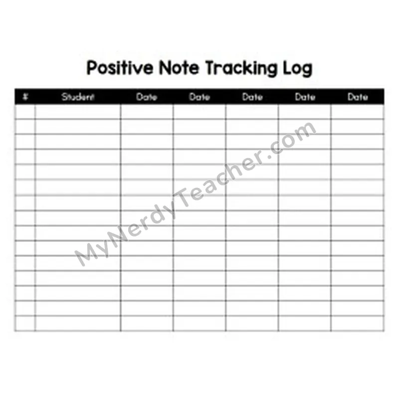 Positive Notes Home Tracker — Student Behavior Tracking Log (Alternate Version)
