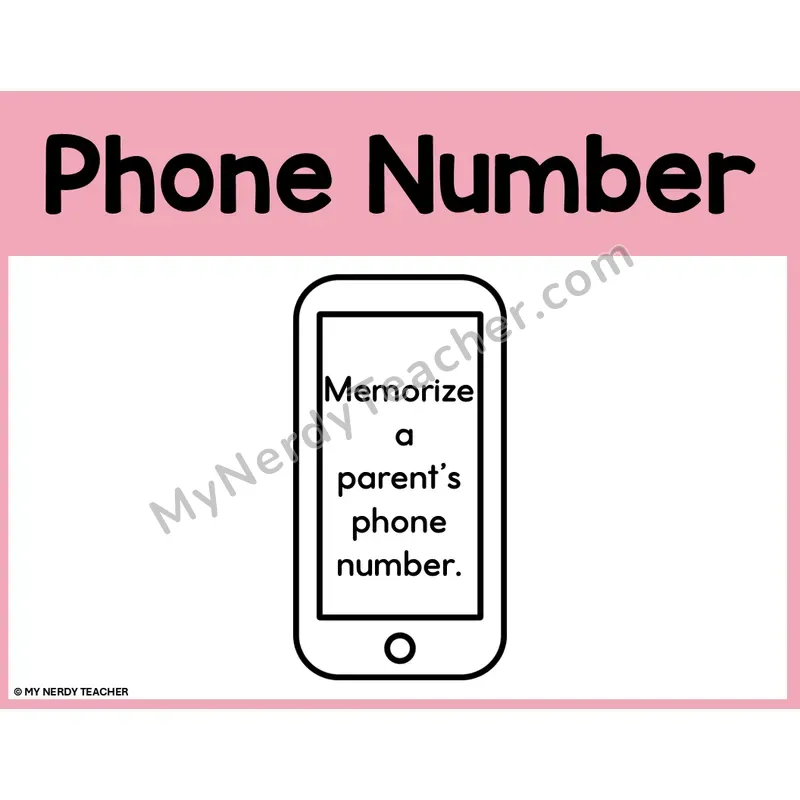 Memorize a Parent's Phone Number Life Skills Poster — Color Editable PPT Anchor Chart