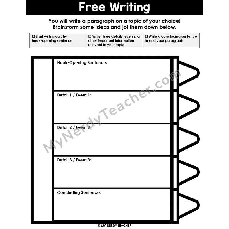 Paragraph Writing: Free Writing — Editable Graphic Organizer