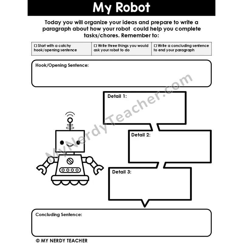 Informational Writing: My Robot — Editable Graphic Organizer