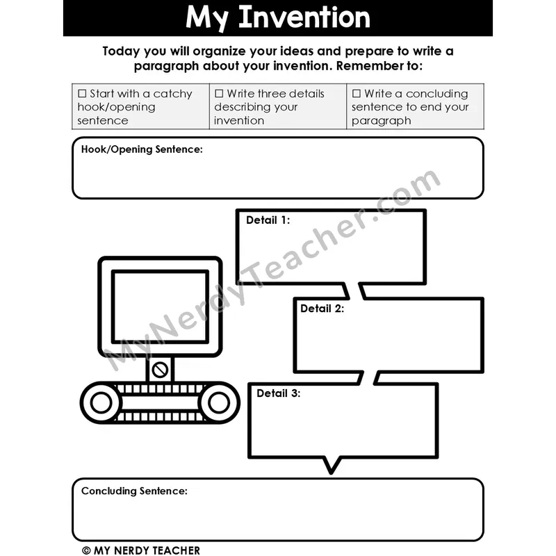 Informational Writing: My Invention — Editable Graphic Organizer