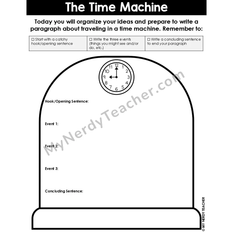 Narrative Writing: The Time Machine — Editable Graphic Organizer