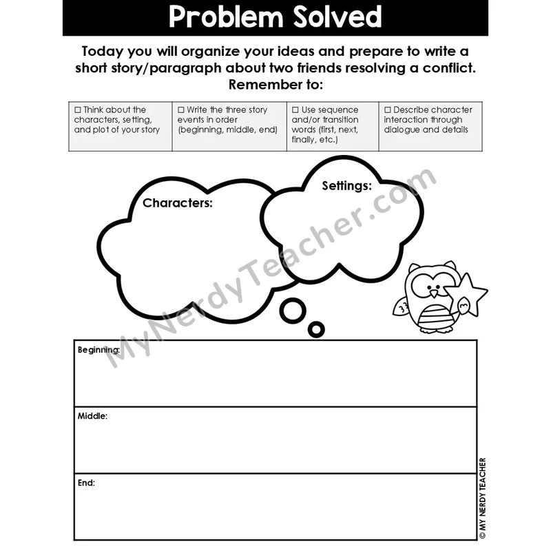 Narrative Writing: Problem Solved — Editable Graphic Organizer