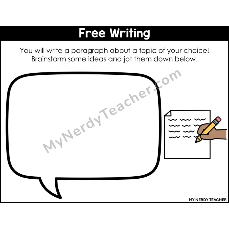 Paragraph Writing: Free Writing — Editable, Color