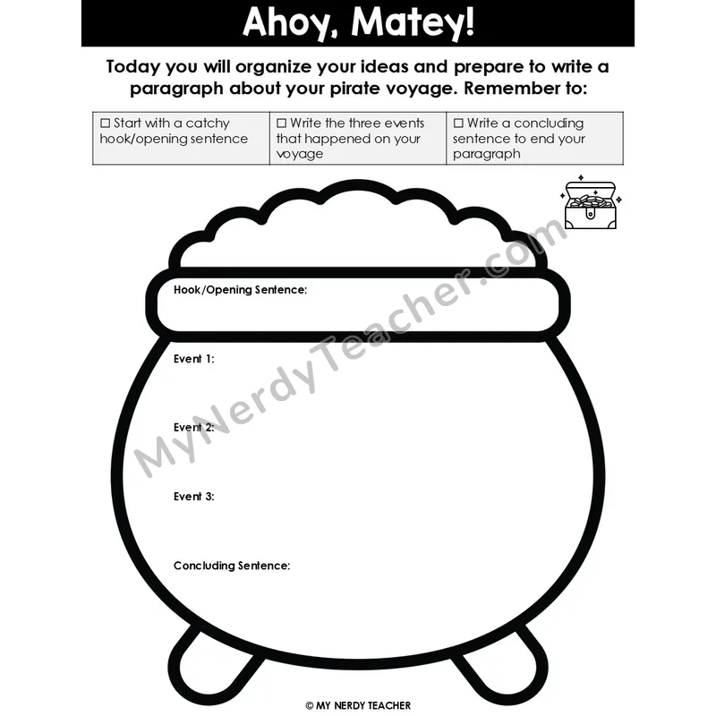 Narrative Writing: Ahoy, Matey! — Editable Graphic Organizer