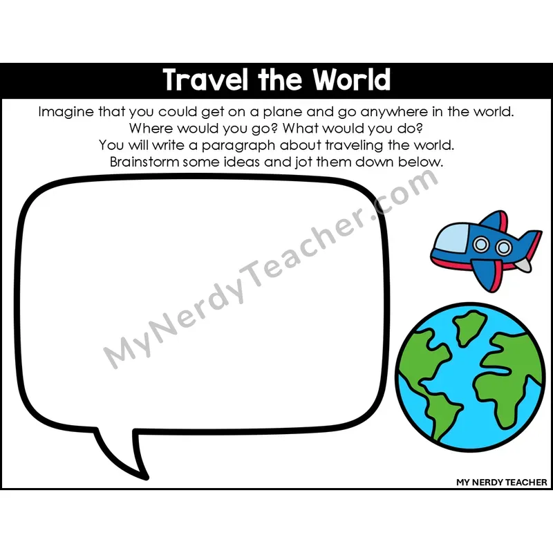 Narrative Writing: Travel the World — Editable, Color