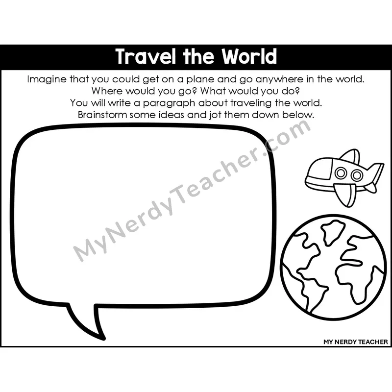 Narrative Writing: Travel the World — Editable, Black & White
