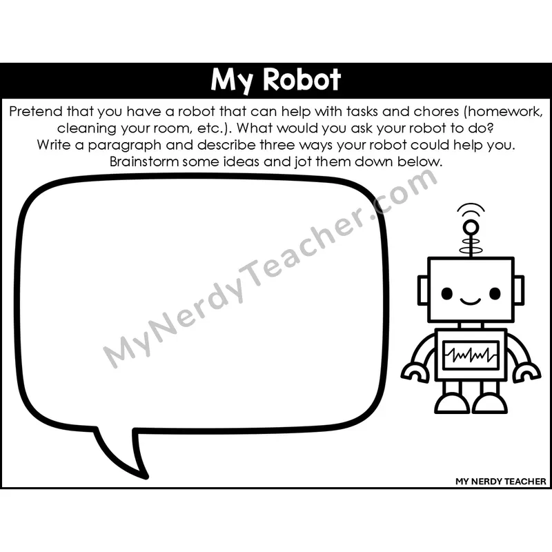 Informational Writing: My Robot — Editable, Black & White