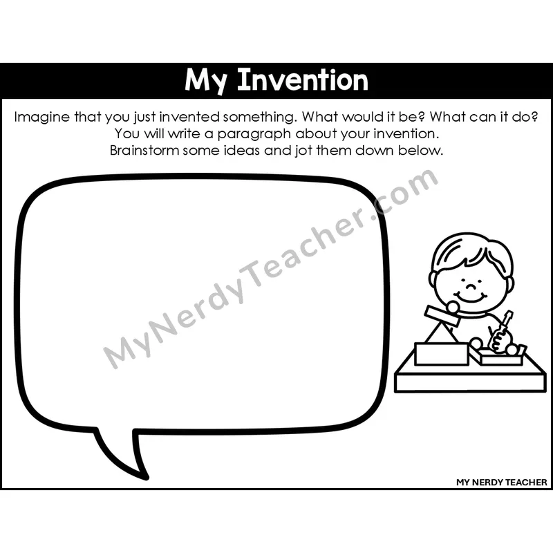 Informational Writing: My Invention — Editable, Black & White