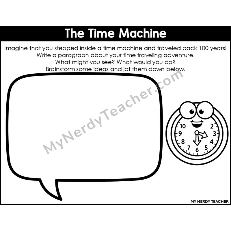 Narrative Writing: The Time Machine — Editable, Black & White
