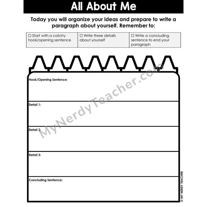 Informational Writing: All About Me — Graphic Organizer, Printable