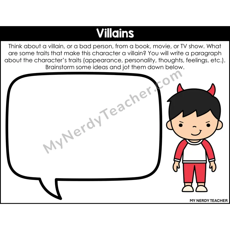Informational Writing: Villains — Printable Color
