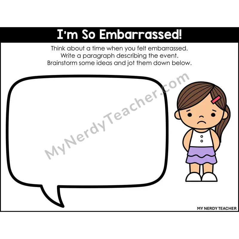 Narrative Writing: I'm So Embarrassed! — Printable Color