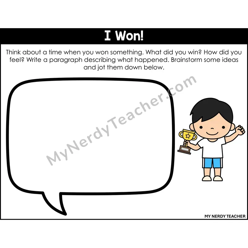 Narrative Writing: I Won! — Printable Color