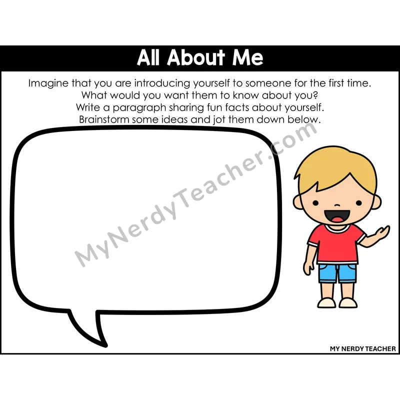 Informational Writing: All About Me — Printable Color