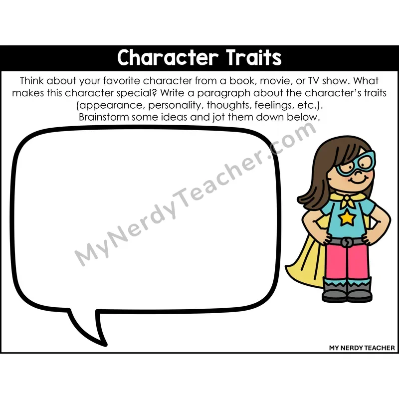 Informational Writing: Character Traits — Printable Color