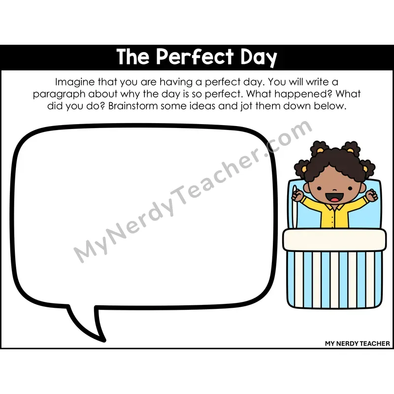 Narrative Writing: The Perfect Day — Printable Color