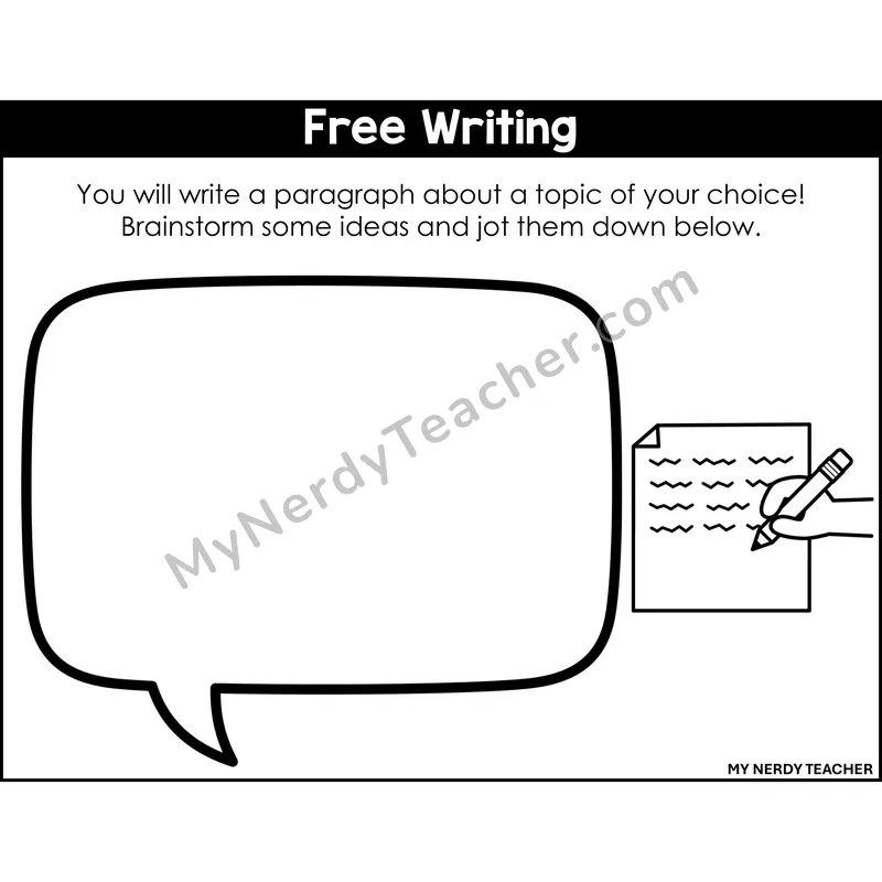 Paragraph Writing: Free Writing — Printable Black & White