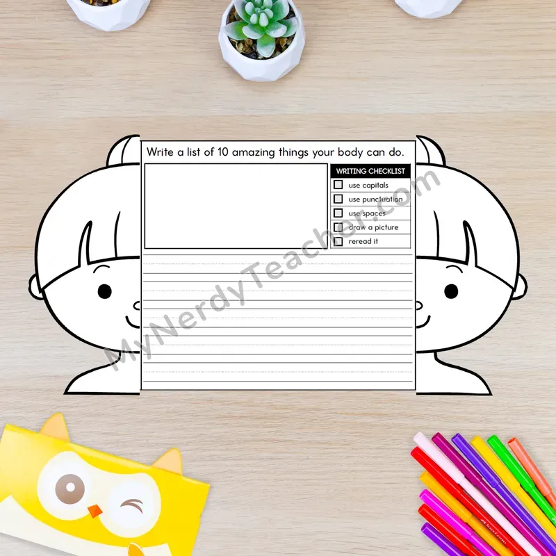 Parts of the Body Writing Crafts — Face and Head