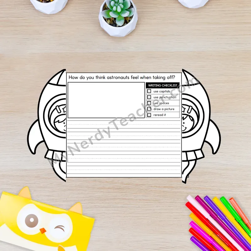 Outer Space Writing Crafts — Astronaut in Rocket