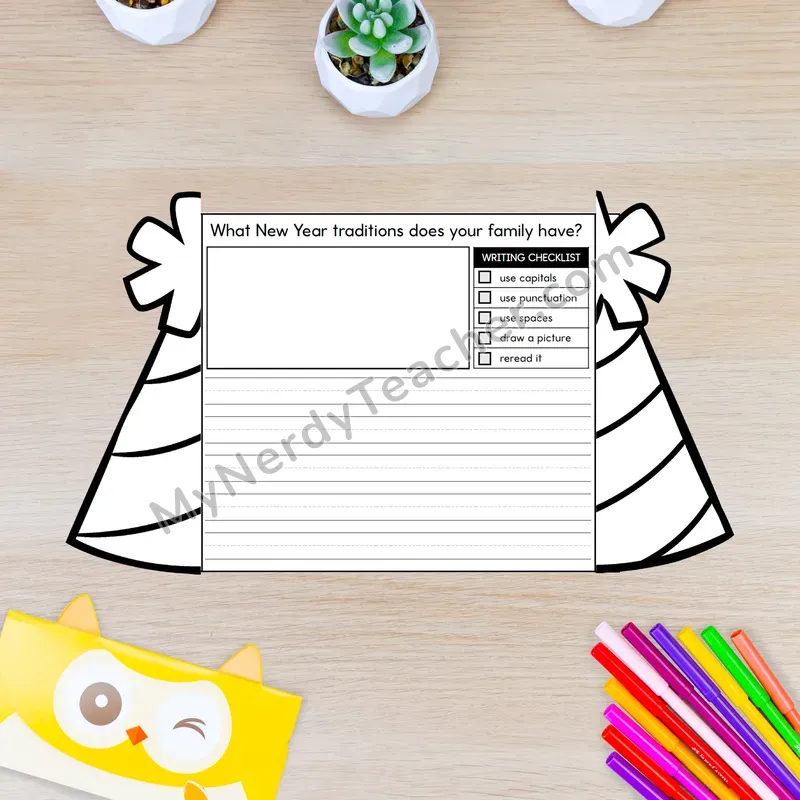 New Year Writing Crafts — Party Hat