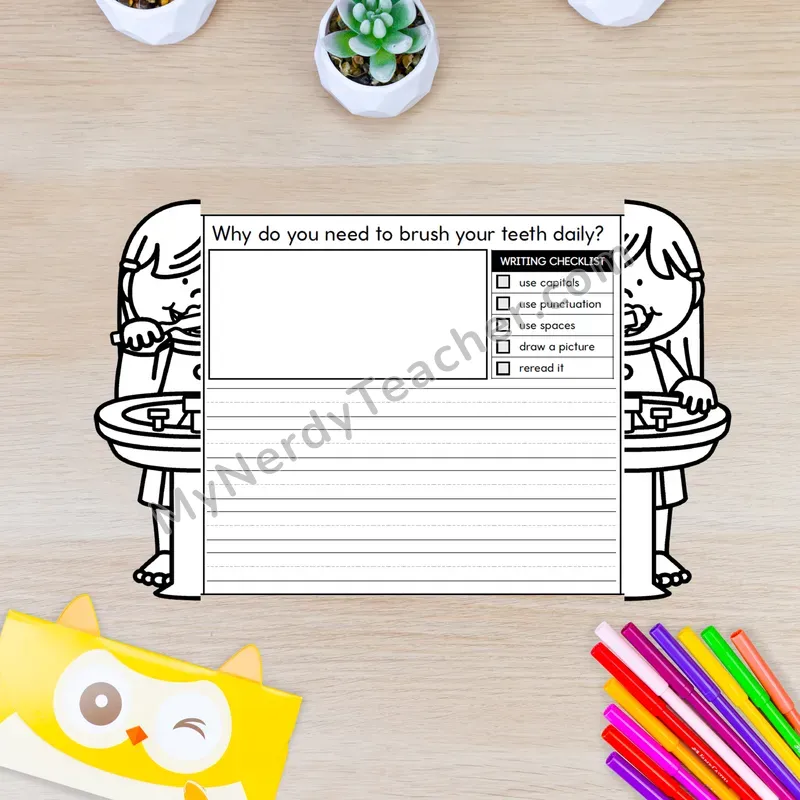 Dental Health Writing Crafts — Brushing Teeth