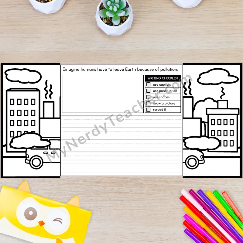 Earth Day Writing Crafts — City and Pollution Scene