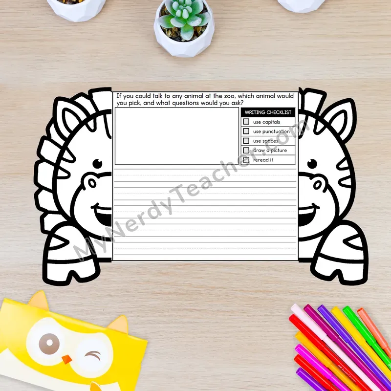 Zoo Animals Writing Crafts — Zebra