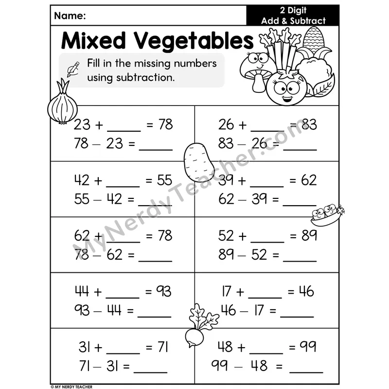 Fact Families Addition and Subtraction Worksheet — Within 100