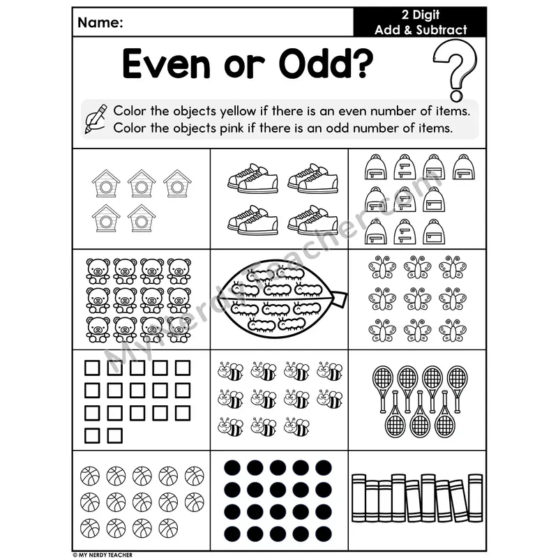 Even or Odd Worksheet — Color Groups of Objects