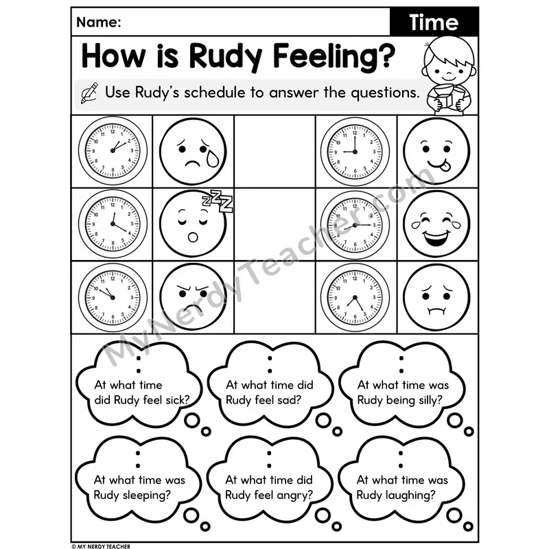 Telling Time Word Problem Worksheet — Match Activities to Schedule