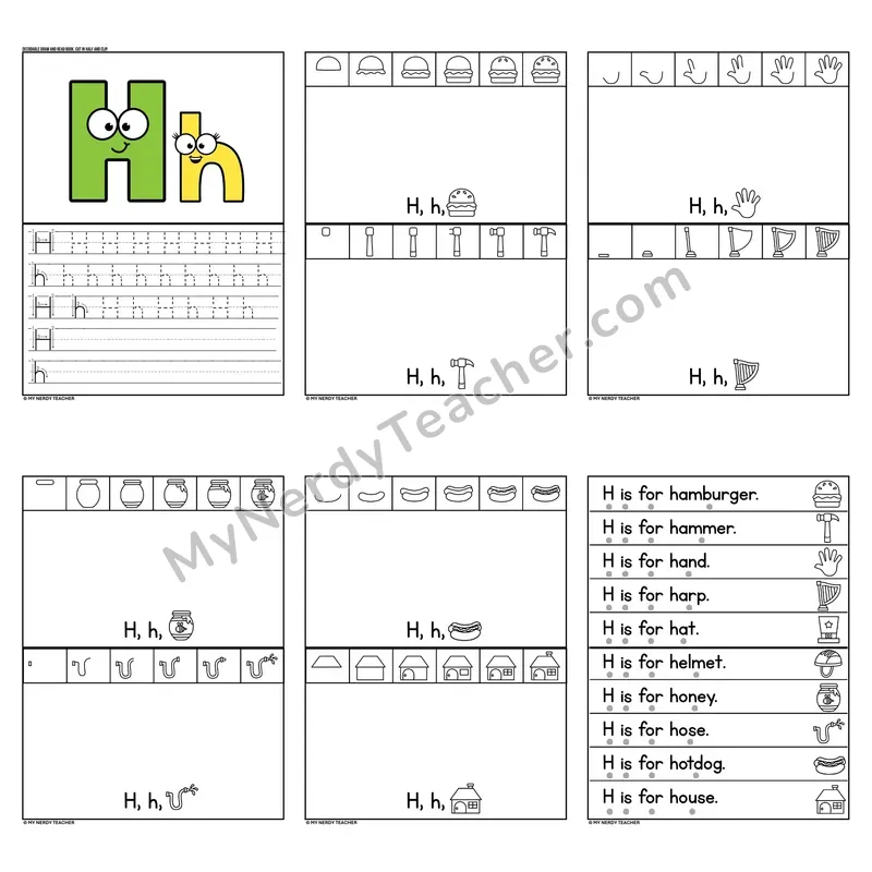 Letter H Tracing and Handwriting Practice — Beginning Sounds