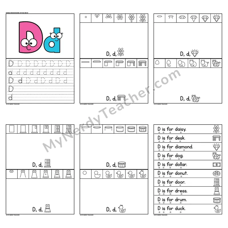 Letter D Tracing and Handwriting Practice — Beginning Sounds