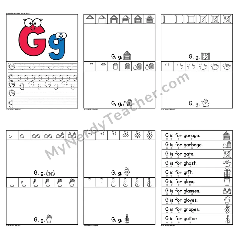 Letter G Tracing and Handwriting Practice — Beginning Sounds