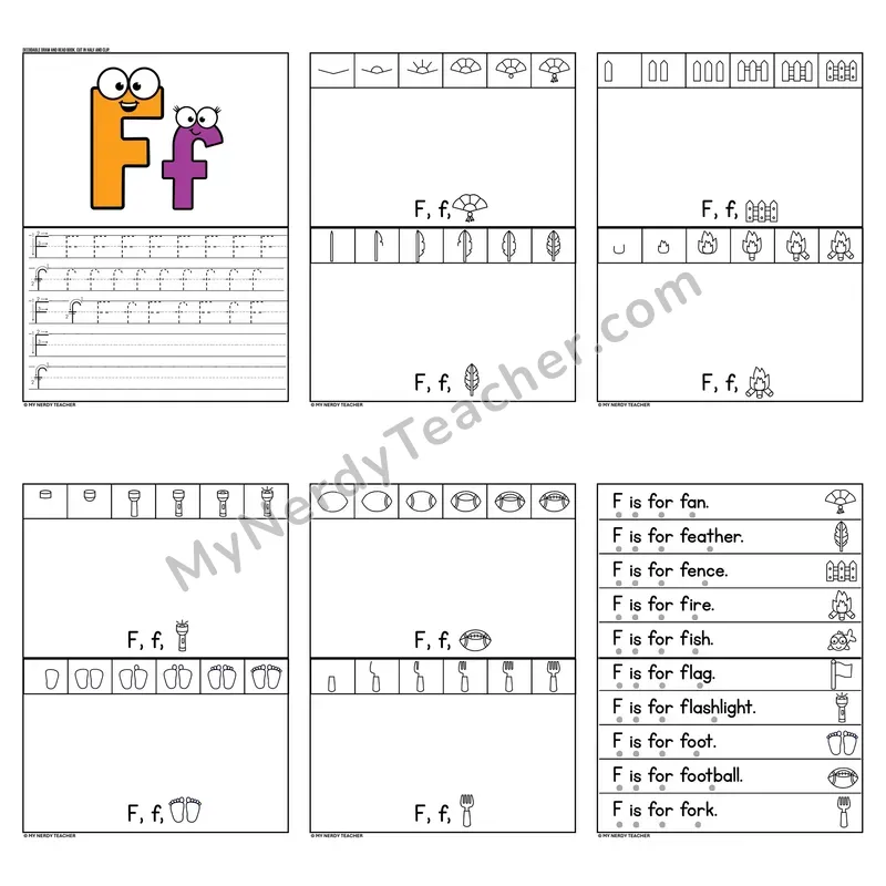 Letter F Tracing and Handwriting Practice — Beginning Sounds