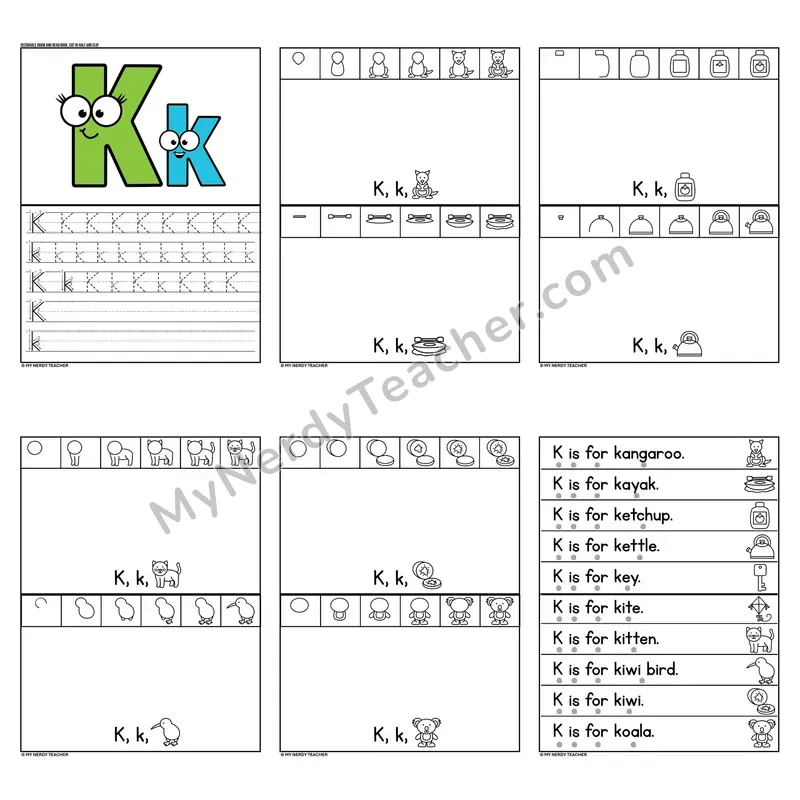 Letter K Tracing and Handwriting Practice — Beginning Sounds