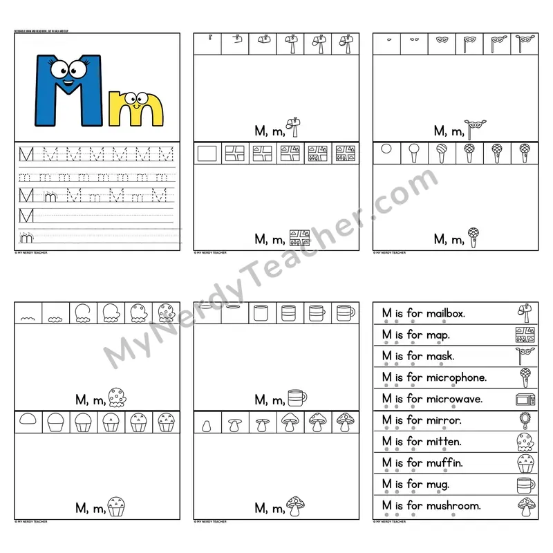Letter M Tracing and Handwriting Practice — Beginning Sounds