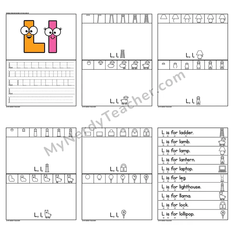 Letter L Tracing and Handwriting Practice — Beginning Sounds
