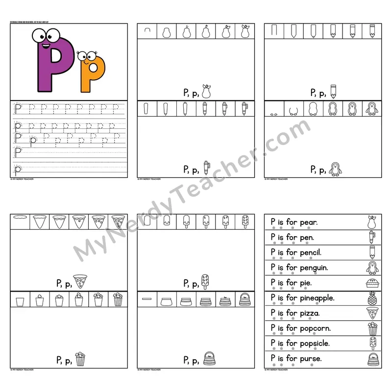 Letter P Tracing and Handwriting Practice — Beginning Sounds