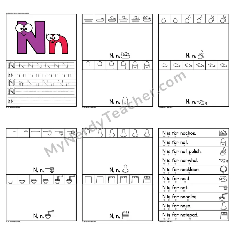 Letter N Tracing and Handwriting Practice — Beginning Sounds