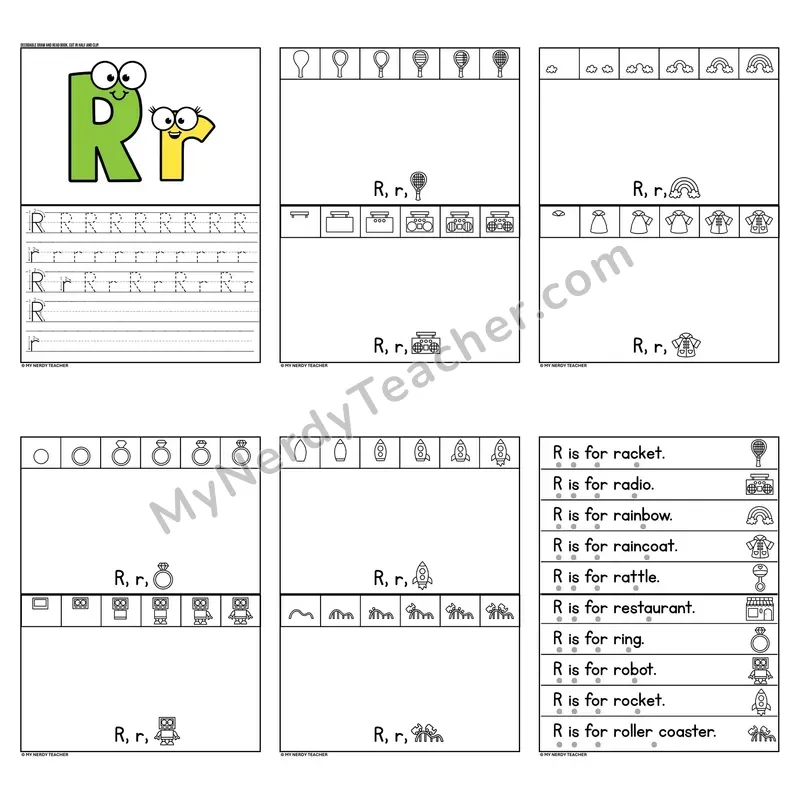Letter R Tracing and Handwriting Practice — Beginning Sounds